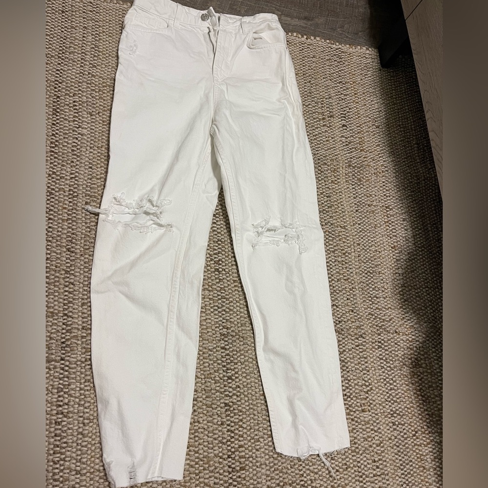 zara straight leg white jeans
